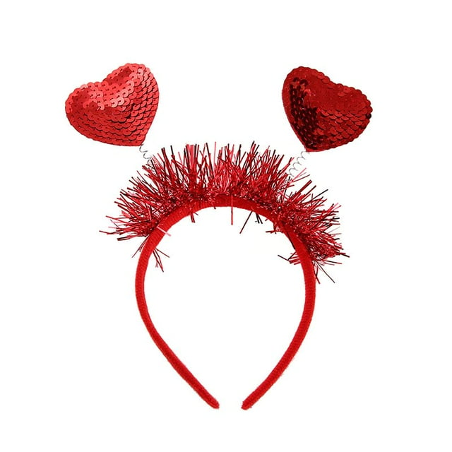 Aro para el pelo con forma de corazón y lentejuelas para el día de San Valentín, estilo europeo y americano, con forma de corazón de melocotón