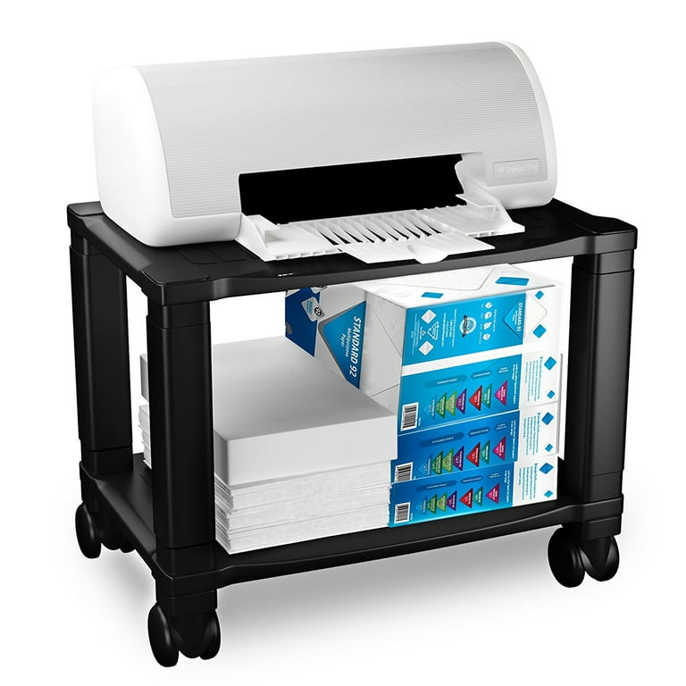 Home-Complete 2-Tier Office Desk Organizer Rolling Cart, Black photo 7