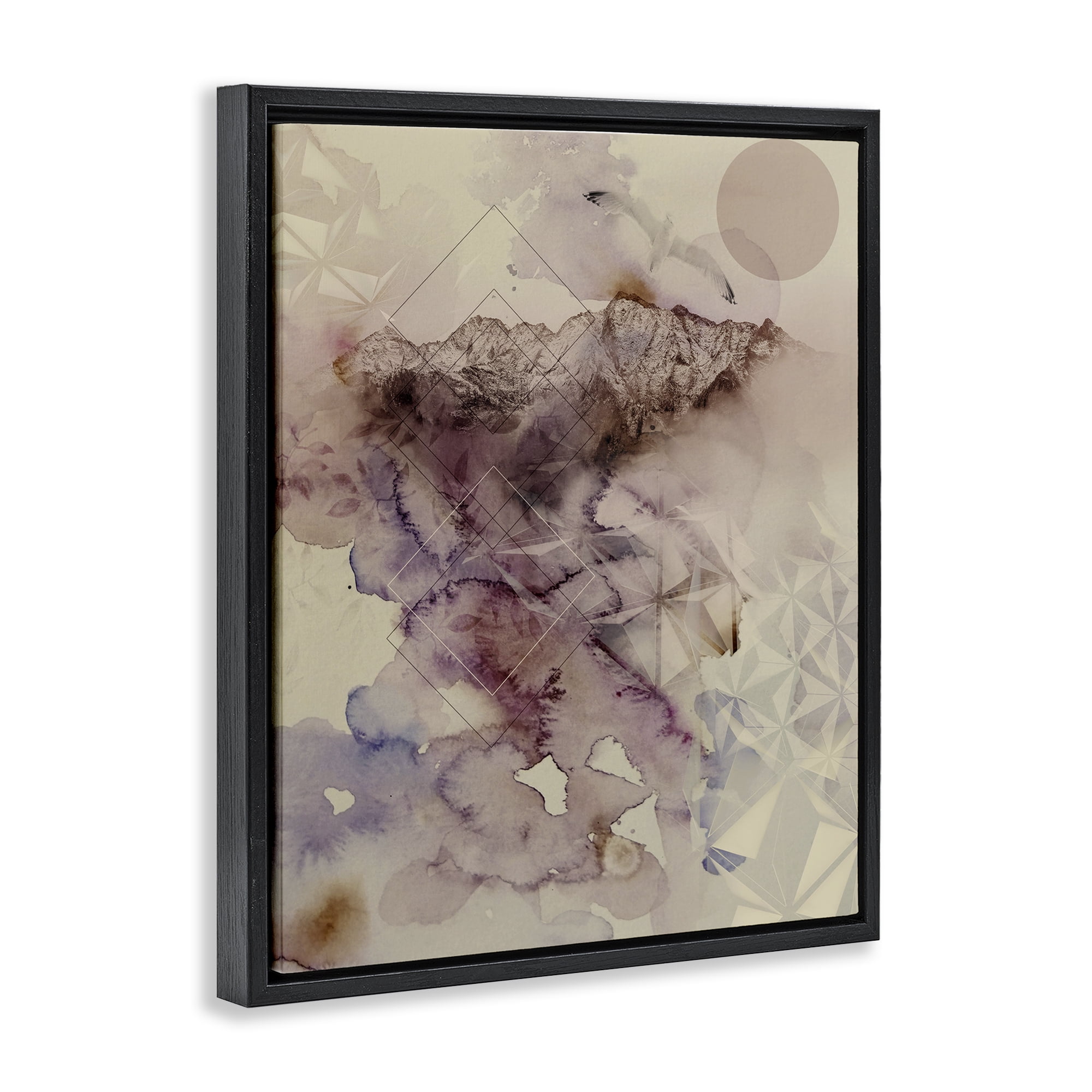 Stupell Industries Dust Abstract with Geometrics Black Framed Floater Canvas Wall Art, design by Gemma Bardot