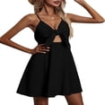 thumbnail image 4 of Robe d'Été à Bretelles Spaghetti pour Femmes Y2K Couleur Unie Sans Manches Robe de Soirée Nœud Noué Mode Urbaine, 4 of 9