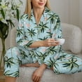 thumbnail image 6 of Honeii Flamingos And Palms print Women's Pajama Sets Long Sleeve Button Down Sleepwear Nightwear Soft Pjs Lounge Sets-Medium, 6 of 7