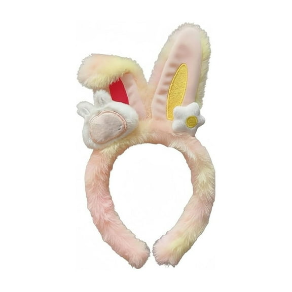 Little Girls Pointed Bunny Ears Plush Headband, Flower & Paw Decor, Soft Hair Accessory for Dress-Up & Everyday Wear (Pink)