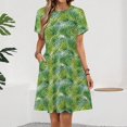 thumbnail image 2 of Palm Pattern Sundress Short Sleeve Dress Summer Women Clothes Dress for Women Dresses, 2 of 7