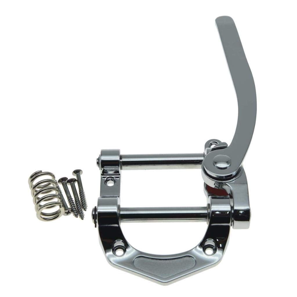 Tremolo Bridge for Electric Guitar, Chrome Plated Vibrato Tailpiece with Roller Bar, Replacement Flat Top Body, Hardtail Bridge Upgrade
