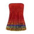 thumbnail image 4 of Tube Tops for Women Strapless Tops Summer Bandeau Tank Tops Gradient Tanks Smocked Ruffled Backless Sleeveless Shirts Red XL, 4 of 5