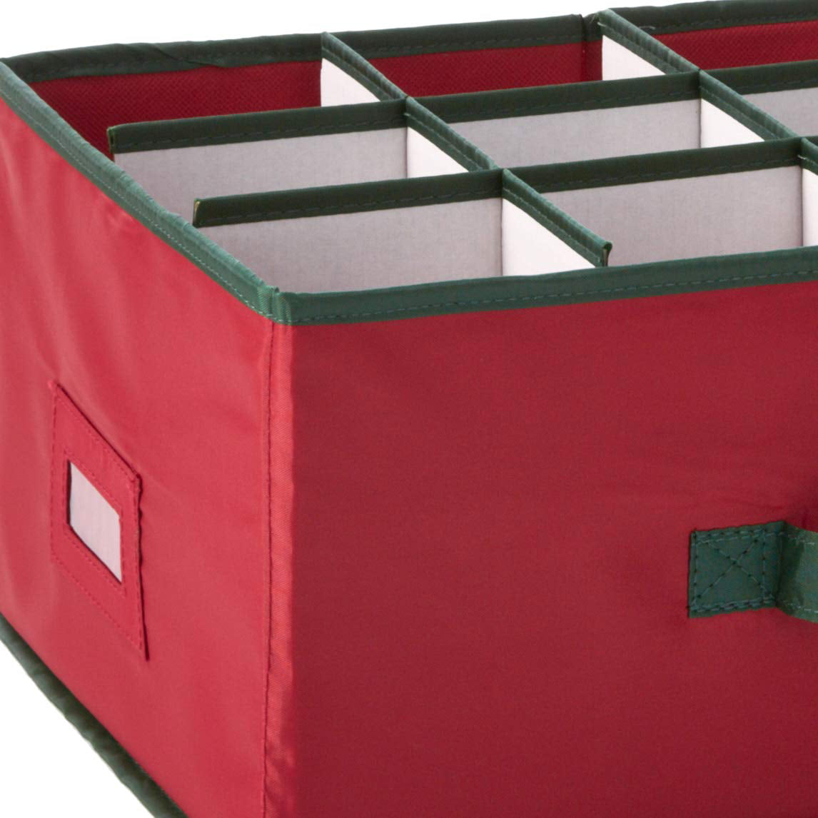 Homz® Small Holiday Heirloom 24 Ornament Storage Box, Red with Green Trim 