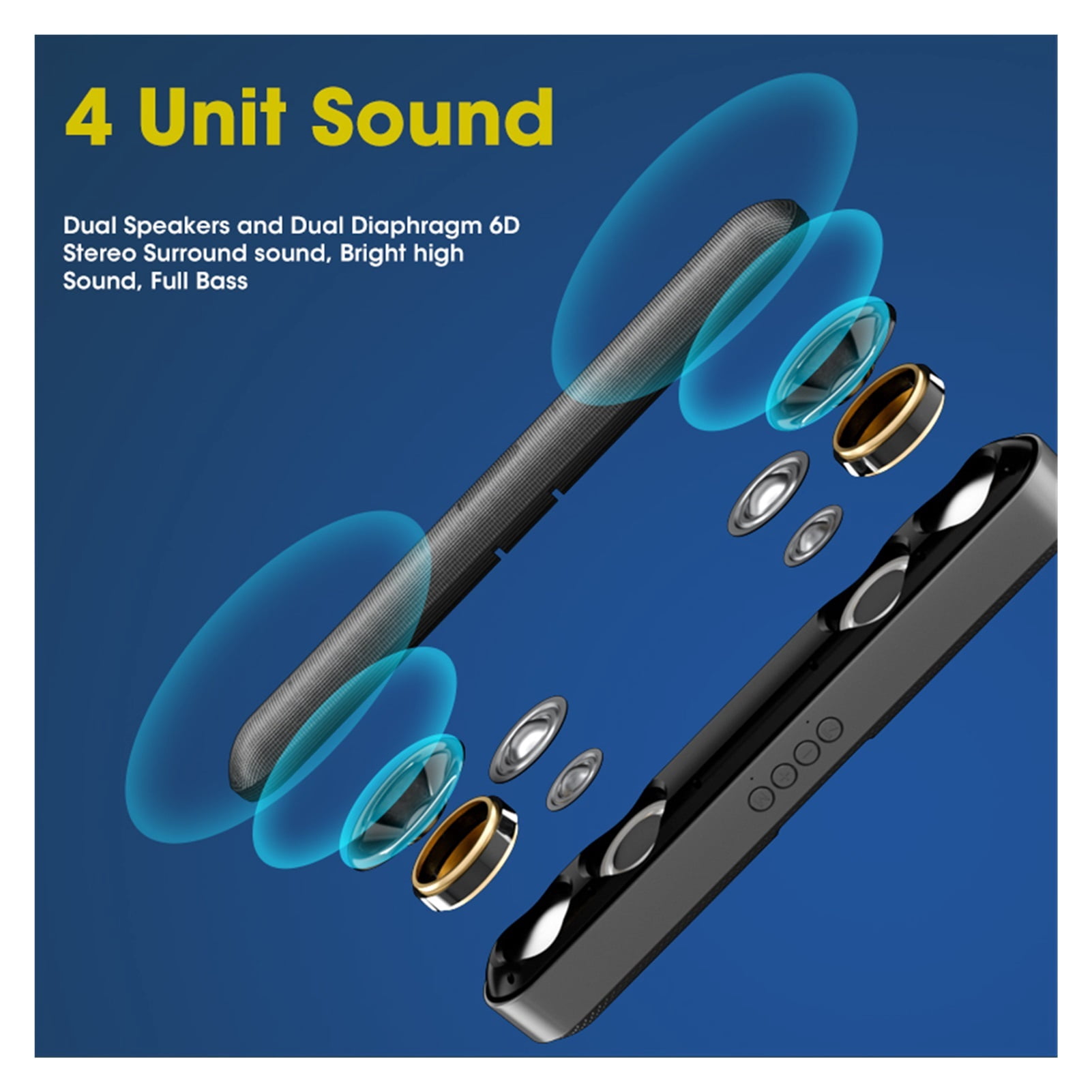 Computer Speakers 6D Stereo Surround Soundbar Bluetooth Speaker For PC Laptop Notebook Home Theater Full Range Loudspeakers ,Impactful Volume Boost