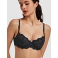 thumbnail image 6 of MELENECA Women's Sexy Lace Push Up Plus Size Sheer Balconette Underwire Unlined Bra Black 38F, 6 of 6