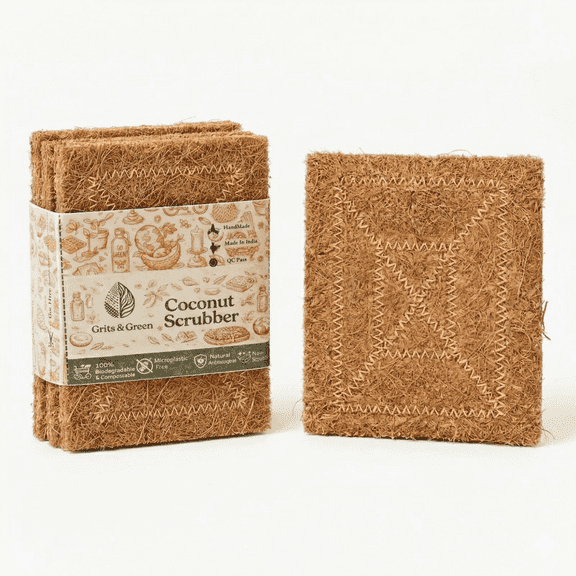 Natural Coconut Coir Kitchen Scrubber Pads, Biodegradable Non-Scratch Dish Scrubbers, 20 Count