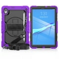 thumbnail image 3 of Dteck Lenovo Tab M10 HD (2nd Gen) 10.1 Inch 2020 Case TB-X306F/TB-X306X 10.1" Case with Built-in Screen Protector, Shockproof Rotatable Kickstand Cover Hand Strap and Shoulder Strap,Purple+Black, 3 of 8