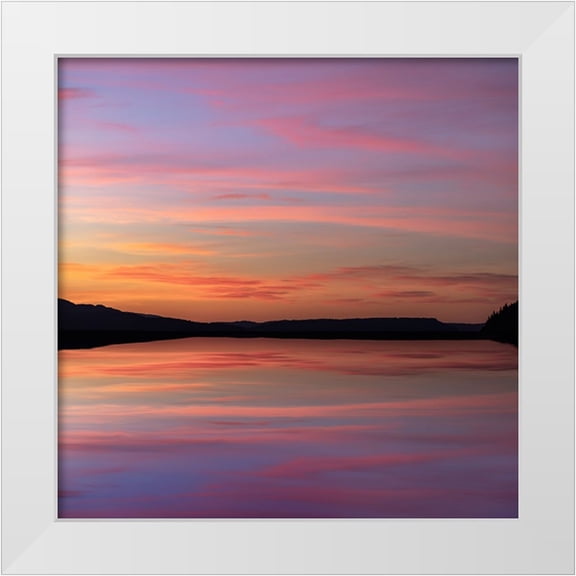 Jaynes Gallery 12x12 White Modern Wood Framed Museum Art Print Titled - USA-Washington State-Seabeck Composite sunset over Hood Canal