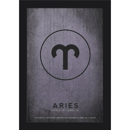 - Aries - Astrological Sign - Zodiac - Lantern Press Artwork (12x18 Giclee Art Print, Gallery Framed, Black Wood)
