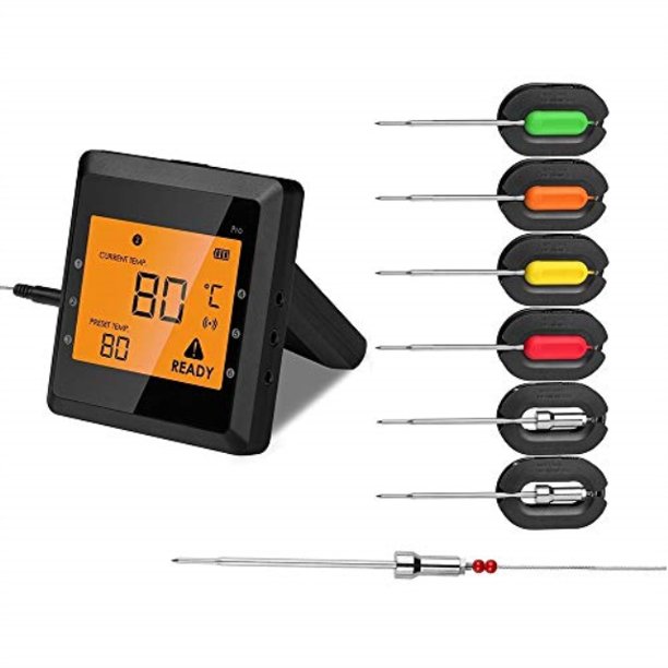 aidmax 6 probes wireless meat thermometer for grill, pro03 easybbq, wireless digital cooking