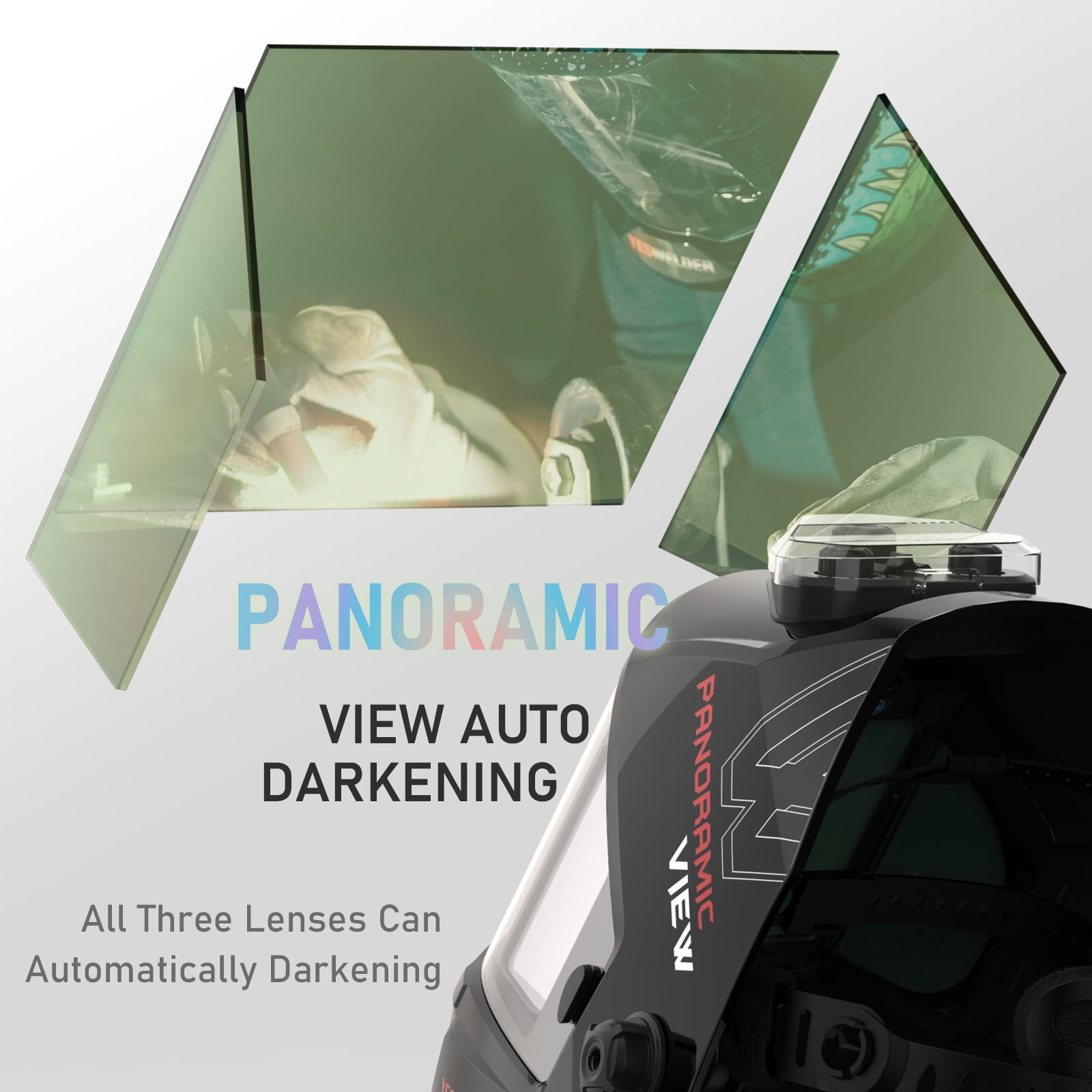 YesWelder Auto Darkening Welding Helmet, Panoramic View, DIN5 Auto-Dimming, True Color, Type-C Charging