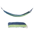 thumbnail image 2 of Hamaca Para Acampar, Suave Y Cómoda Durabilidad Y Resistencia Hamaca Para Acampar Portátil Conveniente Con Una Bolsa De Almacenamiento Para Actividades Al Aire Libre Para OTVIAP Azul con franja de color, 2 of 8
