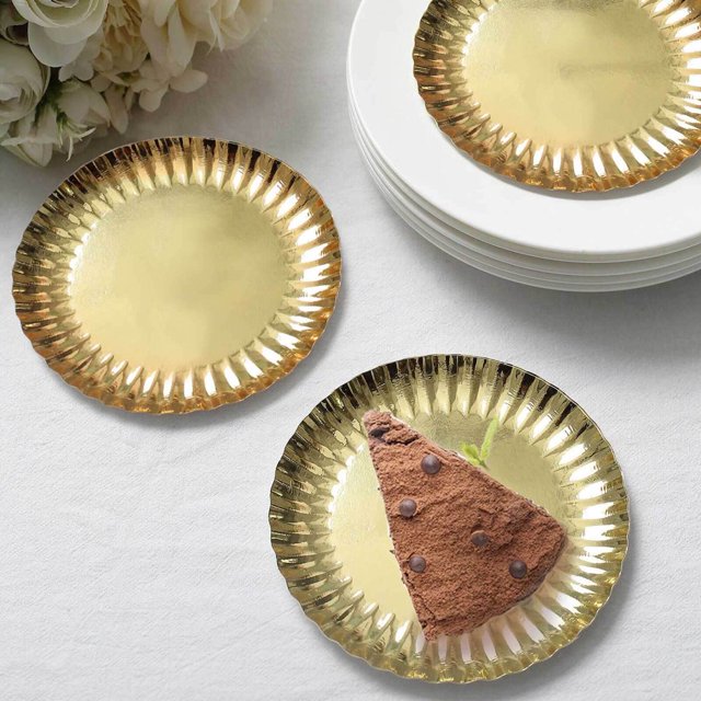 HLONK 10 Pack - 13” Blush/Rose Gold Cardboard Charger Plates Disposable Round Serving Tray with Scalloped Rims - 1100 GSM for Wedding Receptions Banquets Catered Events