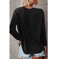 thumbnail image 3 of Blusa con cuello redondo Poliéster Manga larga Color puro Mujer Top holgado con bolsillo, 3 of 5
