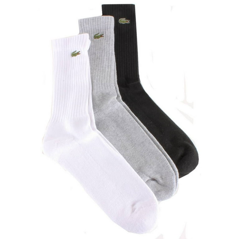 Lacoste Sports High Cut 3 Pack Trainer Socks Black White Grey