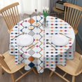 thumbnail image 3 of Round Waterproof Tablecloth 60×60 Inch, Boho Style Reusable Indoor/Outdoor Durable Table Cover for Party Kitchen Dinner Room Decor, 3 of 6