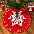 thumbnail image 2 of AYktou 35 Inch Christmas Tree Skirt, Christmas White Snowflake Pattern Xmas Tree Mats Christmas Tree Bottom Decoration Delicate Print Red Tree Shirt Christmas Tree Collar for Festival Indoor Decor, 2 of 6
