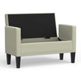 thumbnail image 4 of 42" Upholstered Storage Bench with Track Arms, Wood Legs, and Nailhead Trim in Beige, 4 of 6
