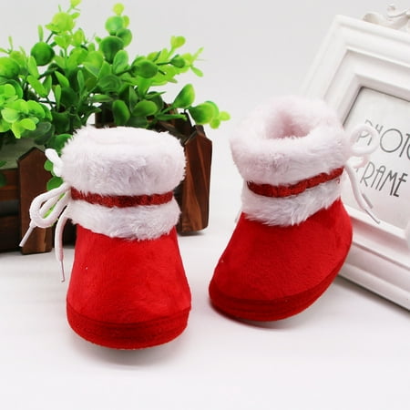 

Boots Winter Warm Shoes Baby Plush Girls Bandage Baby Shoes Red 13