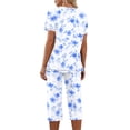 thumbnail image 4 of SwiftWear Relaxed Pajams Set 2 Piece V-neck Top with Floral Prints, 7Inch Mid-Calf Capris (Elastic Waist & Pockets) - Stylish & Comfy Sleepwear, 4 of 6
