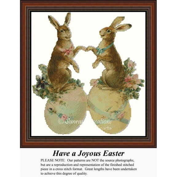 Have a Joyous Easter, Vintage Counted Cross Stitch Pattern (Pattern Only, You Provide the Floss and Fabric)