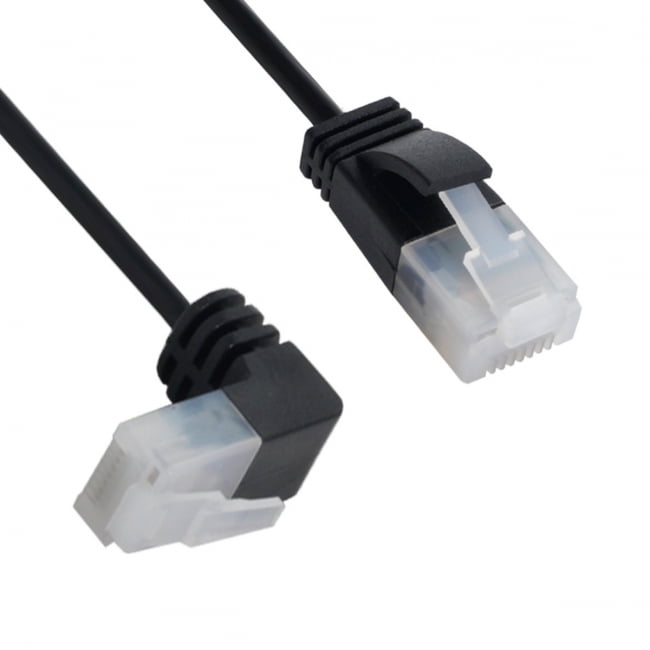 CableCreation Ultra Slim Cat6a Ethernet Short Cable OD 2.8mm, Down Angle Lan Super Light Cord, High Speed 10G UTP Network Patch Cable, Internet Wire For PC,Router,Modem,Printer,TV Box,PS5; 0.82FT/25cm