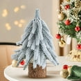 thumbnail image 4 of BNNG Snow Tabletop Christmas Trees, Snow Flocked Mini Tabletop Pine Trees with Wooden Base,Artificial Desk Christmas Trees for Xmas Holiday Home Party Table Decorations, 4 of 4