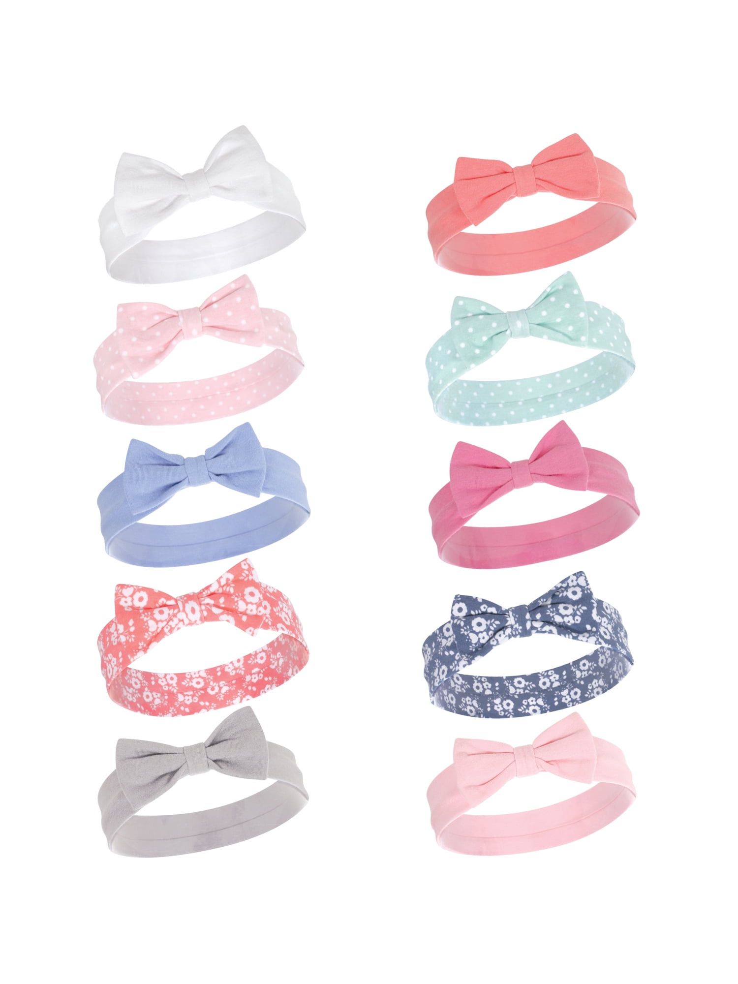 Hudson Baby Newborn Girl Bow Headbands, 10Pack