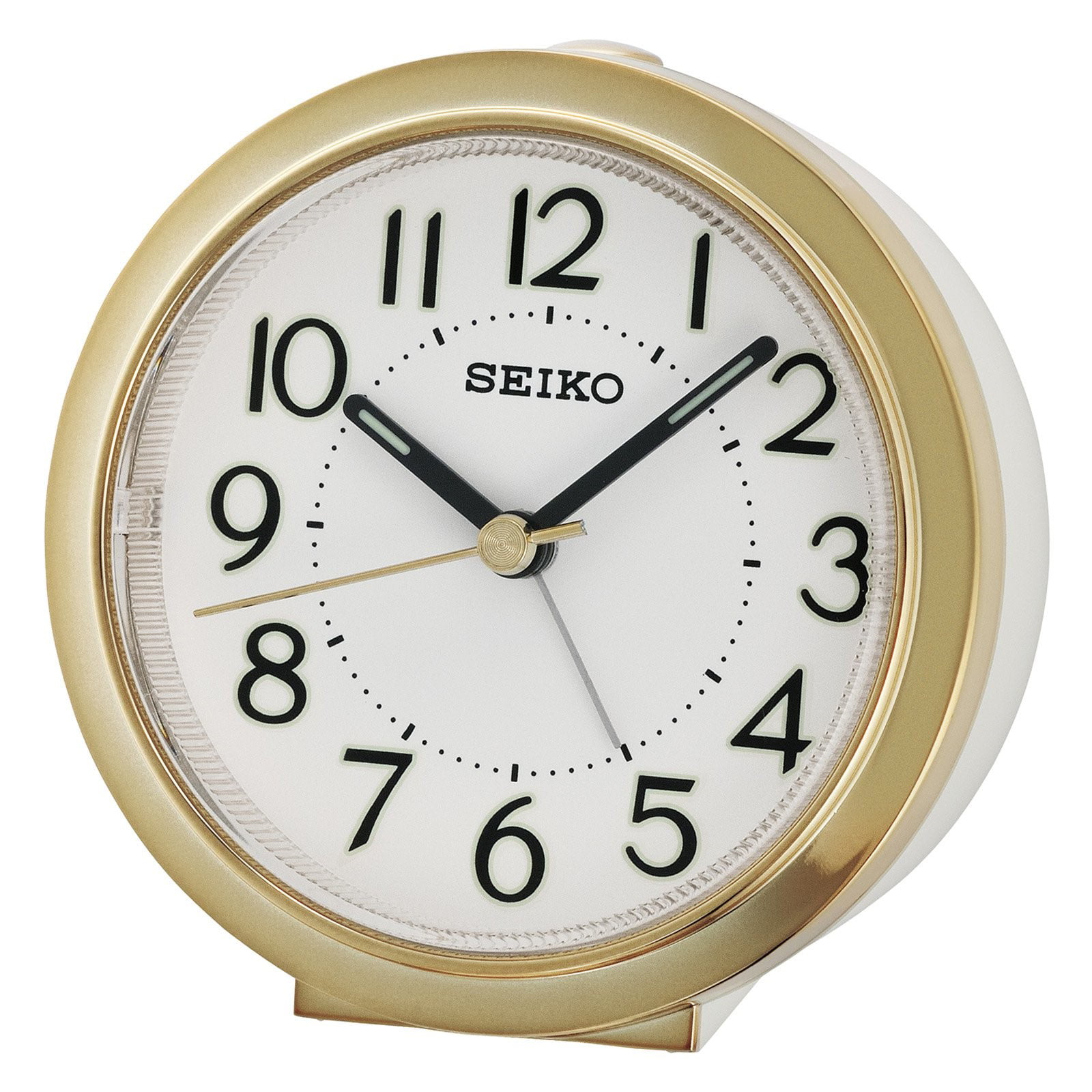 Seiko White Alarm Clock Large Numerals Silver Trim Snooze Function Silent Gift 