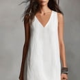 thumbnail image 6 of Erwazi Women's Sleeveless Maxi Dresses Solid Cotton Linen Side Split V Neck Floor Length Dress, 6 of 8