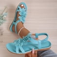 thumbnail image 4 of hoksml Women's Floral Applique Flat Sandals, Elastic Ankle Strap Open Toe Shoes for Summer and Casual Wear, 4 of 9