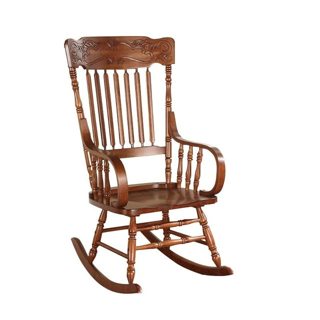 ACME Furniture Chaise à Bascule Kloris Tête Sculptée à la Main en Tabac
