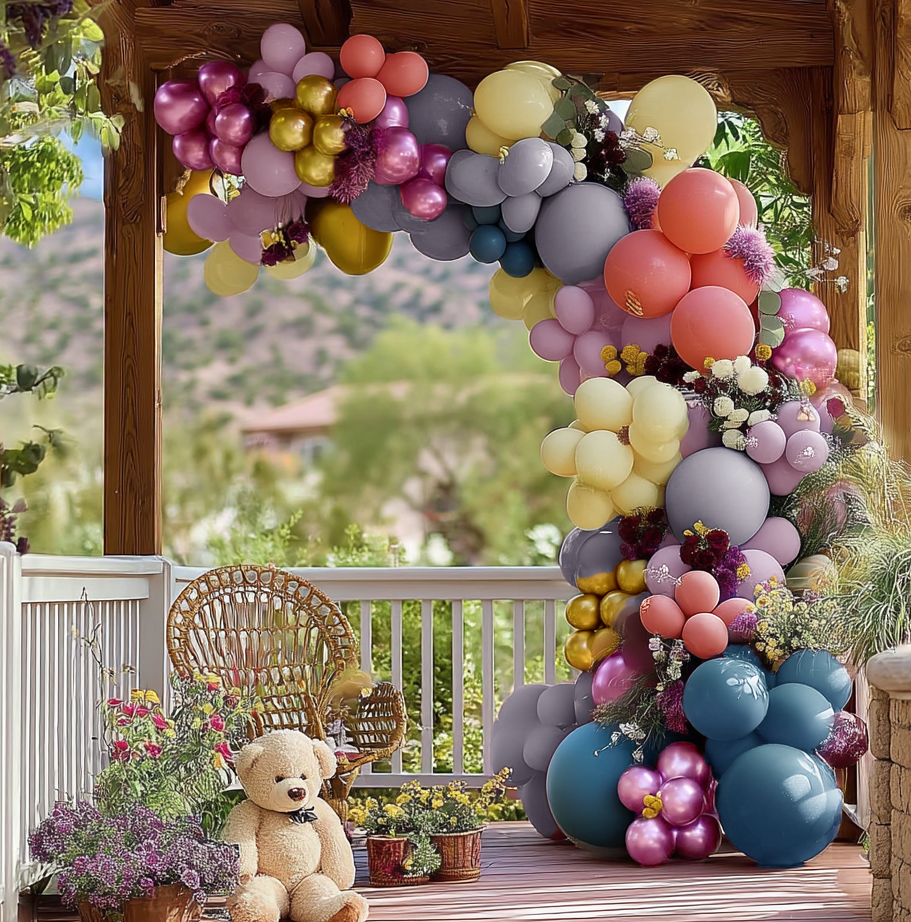 Pastel Balloon Arch Garland Kit Pink Purple Blue Balloons for Wildflower Baby Shower Birthday Garden Tea Spring Party Decorations