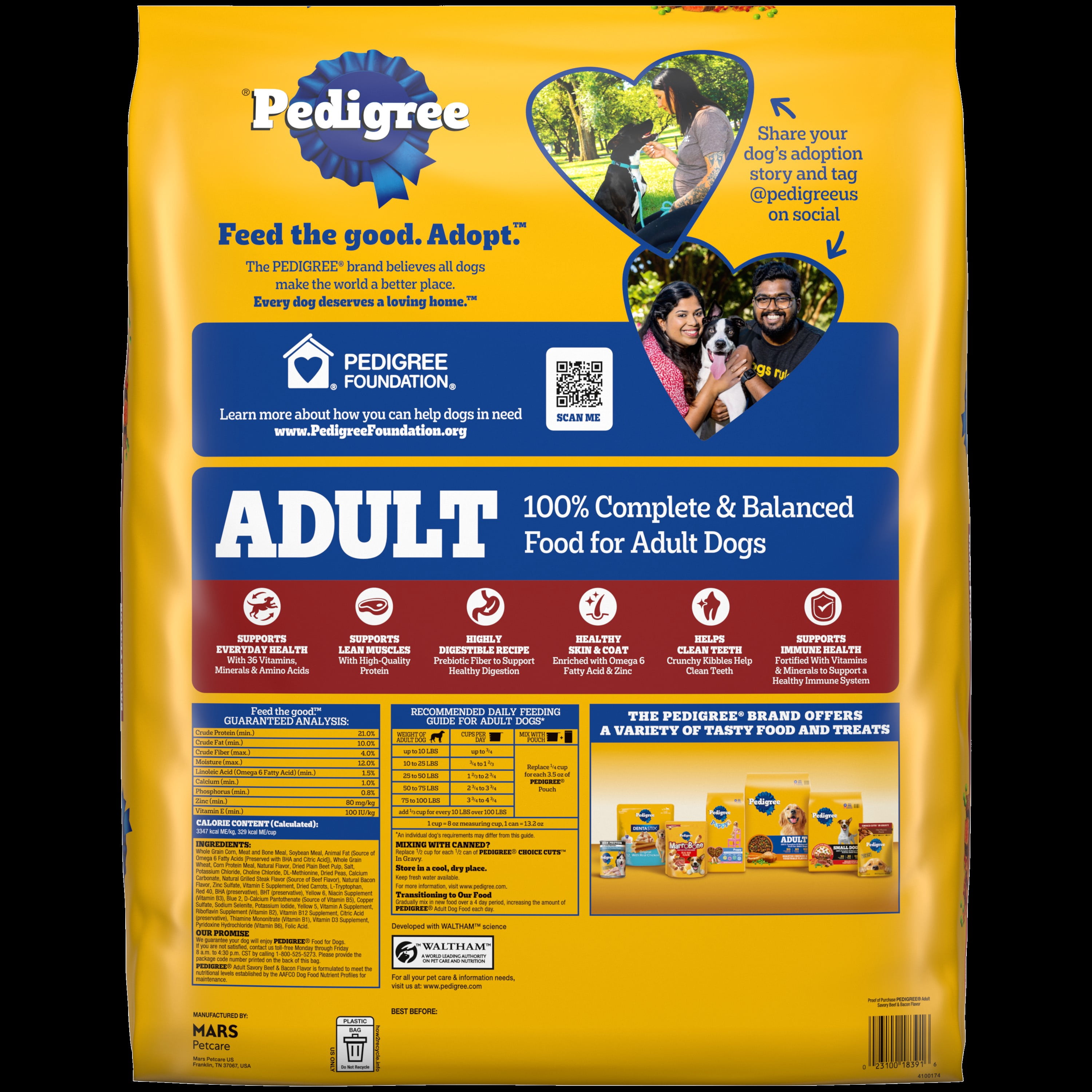 Pedigree Adult Savory Beef & Bacon Flavor 30bs Bonus Size