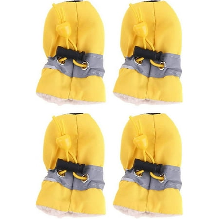 Anti- Skid Pet Shoe Rain Boots Dog Foot Cover Thick Plush Dog Boots Paw Protector Sole Pet Shoes (Yellow Size 6 Pet Dog Supplies