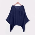 thumbnail image 2 of Camiseta informal elegante de color liso con bolsillo, cómoda y holgada para mujer - Poliéster, ropa de verano - Tallas S-XXXL, estampado, 2 of 8