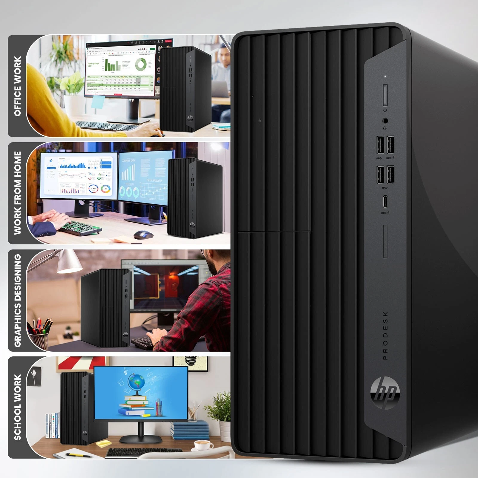 Restored Gaming HP ProDesk G6 Desktop Tower PC, Intel Core i5 10th Gen. 32GB RAM, 1TB SSD + 1TB HDD, NVIDIA GeForce GTX 1050 Ti, New 24" Monitor, RGB KB & Mouse, Wi-Fi, Windows 11 Pro (Refurbished)