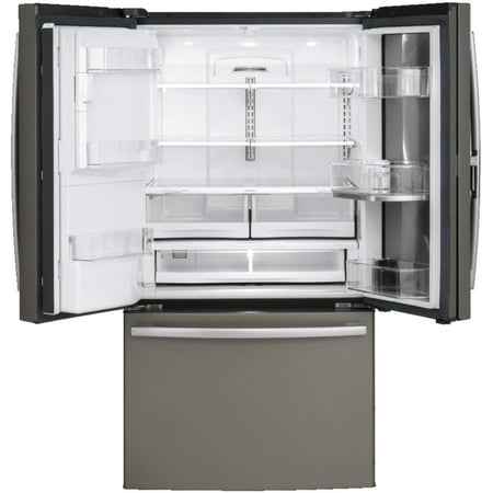 GE - 27.7 Cu. Ft. French Door-in-Door Refrigerator with External Water & Ice Dispenser - Fingerprint resistant slate