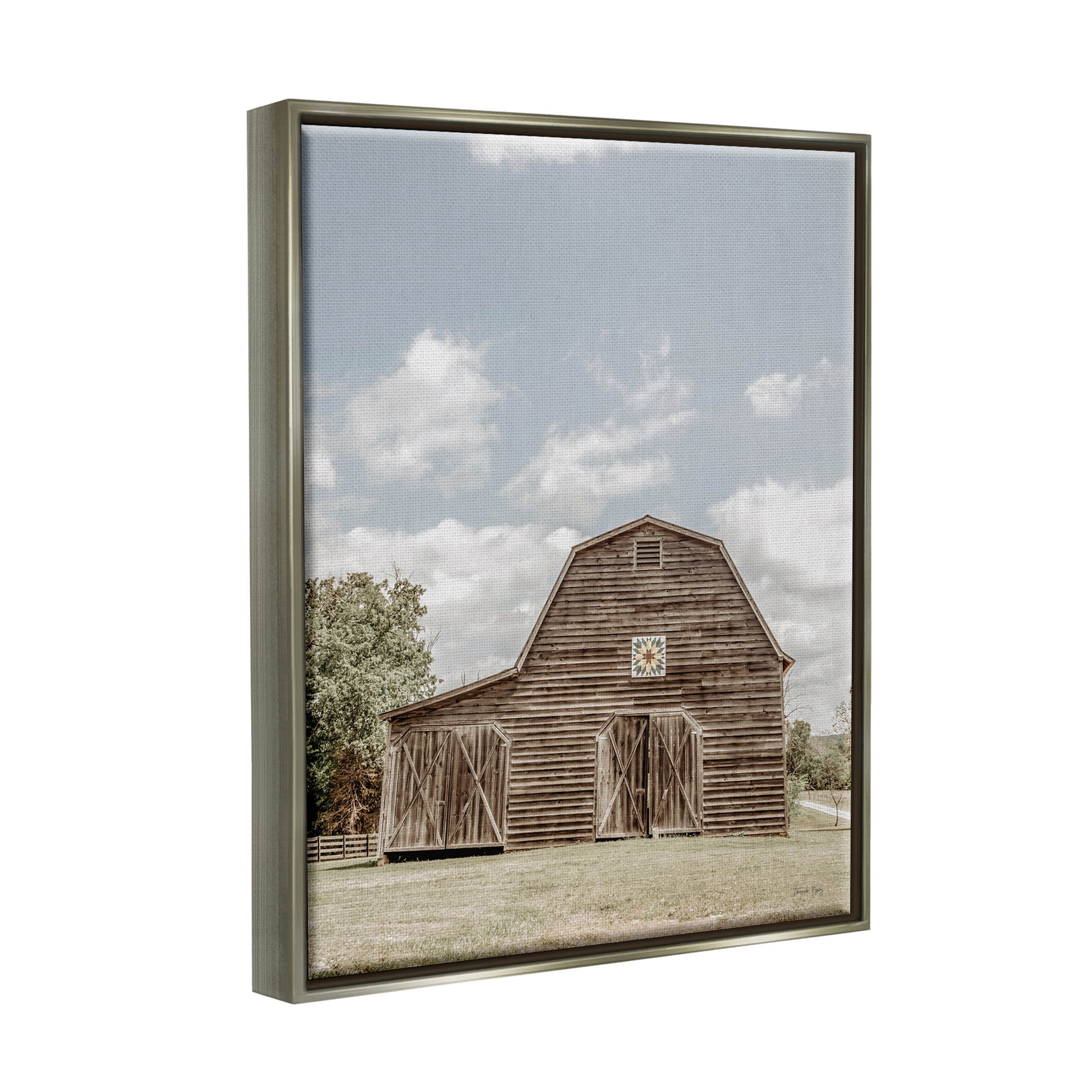 Peaceful Country Barn Farmland Landscape Photograph Luster Gray Framed Art Print Wall Art