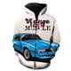 thumbnail image 1 of Sudadera con capucha y cremallera para hombre, diseño de coche clásico de dibujos animados, unisex, con estampado 3D, estilo hip hop, informal, de manga larga, genial., 1 of 6