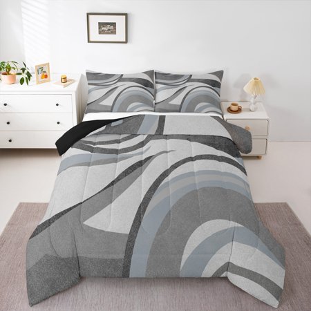 Feelyou Vintage Art Circle Bedding Comforter Set for Kids Abstract Geometric Twin Comforter Sets Retro Minimalism Reversible Bedding Set Ultra Soft Home Decor 2pcs