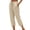 Khaki, variant on MLQIDK Pedal Pushers for Women Linen Capri Pants Dressy Casual Knee Length Elastic Waist Comfy Shorts Trendy Summer Linen Capri Pants with Pockets Army Green M