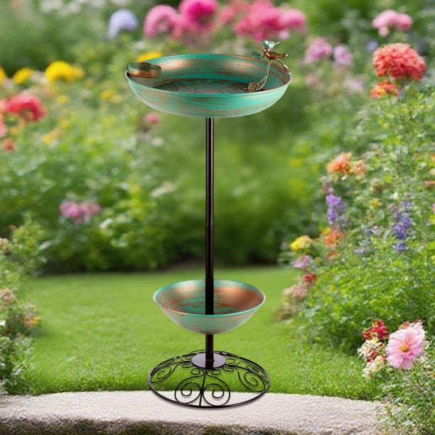 Baño para colibríes al libre, comedero para pájaros, cuenco para pájaros, fácil de instalar, multifuncional, resistente, de metal, 33 x 69 cm