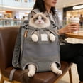 thumbnail image 4 of Foldable Cloth Pet Backpack, Breathable Cat Carrier With Mesh Ventilation and Lockable Zips, for Hiking and Travel, Multi-color, 4 of 6