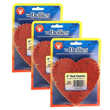 UPC: 0194629003556 | Hygloss Heart Doilies Red 4 100/Pack 3 Packs (HYG91044-3)