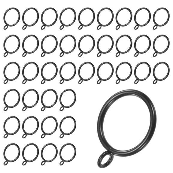 Uxcell 40-Pack Black Curtain Rings with Eyelet, Rustproof Metal Rings for Curtain Rods, 1.25 Inch Interior Diameter