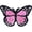 BUTTERFLIES PINK - MINI, variant on Butterflies Monarch - Mini Patch - Sew Iron on, Original Embroidered Artwork - Patch - 0.75" x 1.13"